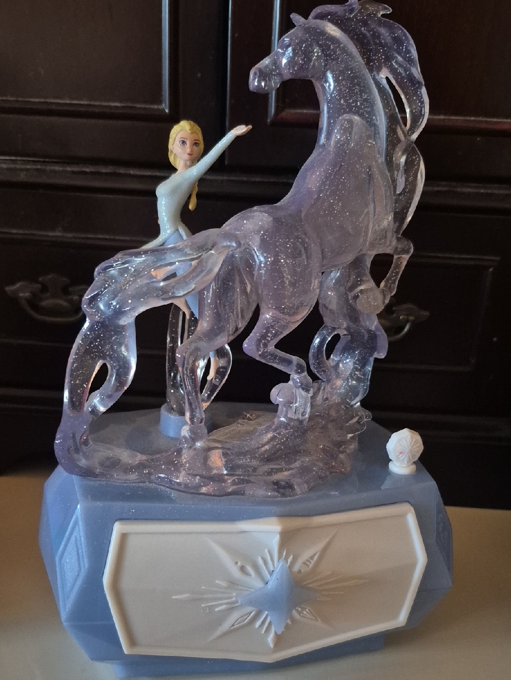 Disney Purple Glitter Horse Music Box with Elsa Figurine